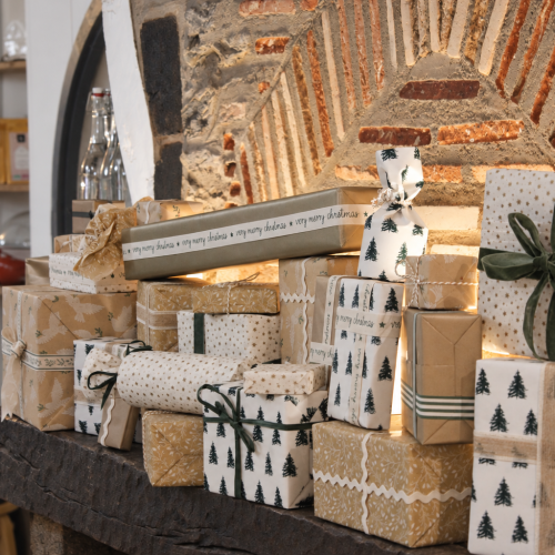Scandinavian Christmas gifts on a rustic mantel-5